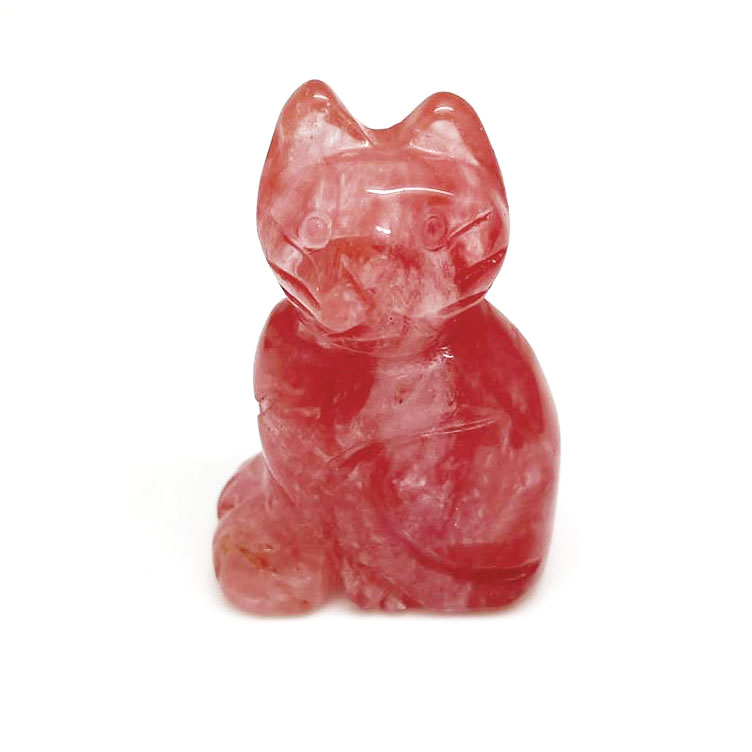 картинка Котик символ интуиции, терпения, независимости  халцедон розовый Sr-Cat-01 от магазина El Corazon