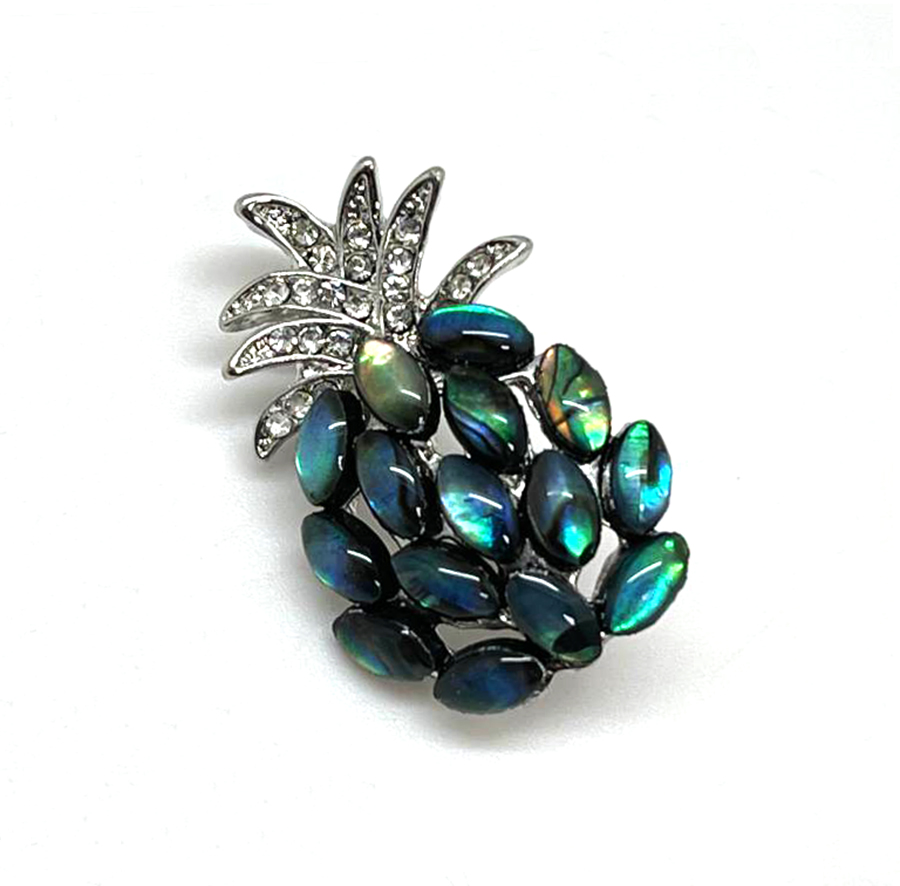 картинка BR0503 Брошь-подвеска "Ананас" с перламутром (Гелиотис)   от магазина El Corazon