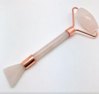 картинка Массажер-роллер из кварца для лица двухсторонний , лопаточка из розового кварца  со второй стороны  МРЛ02РК от магазина El Corazon