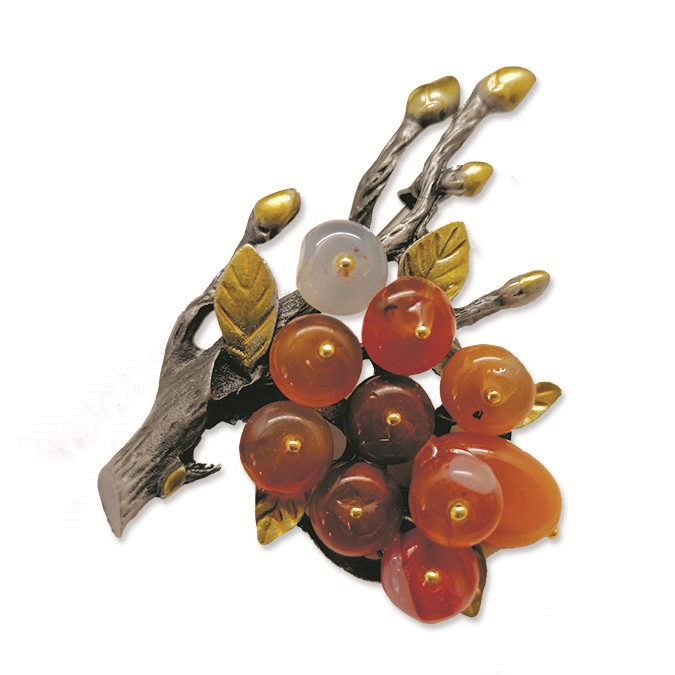 картинка Брошь - подвеска "Дерево с ягодками" из Сердолика  Брошь03 от магазина El Corazon