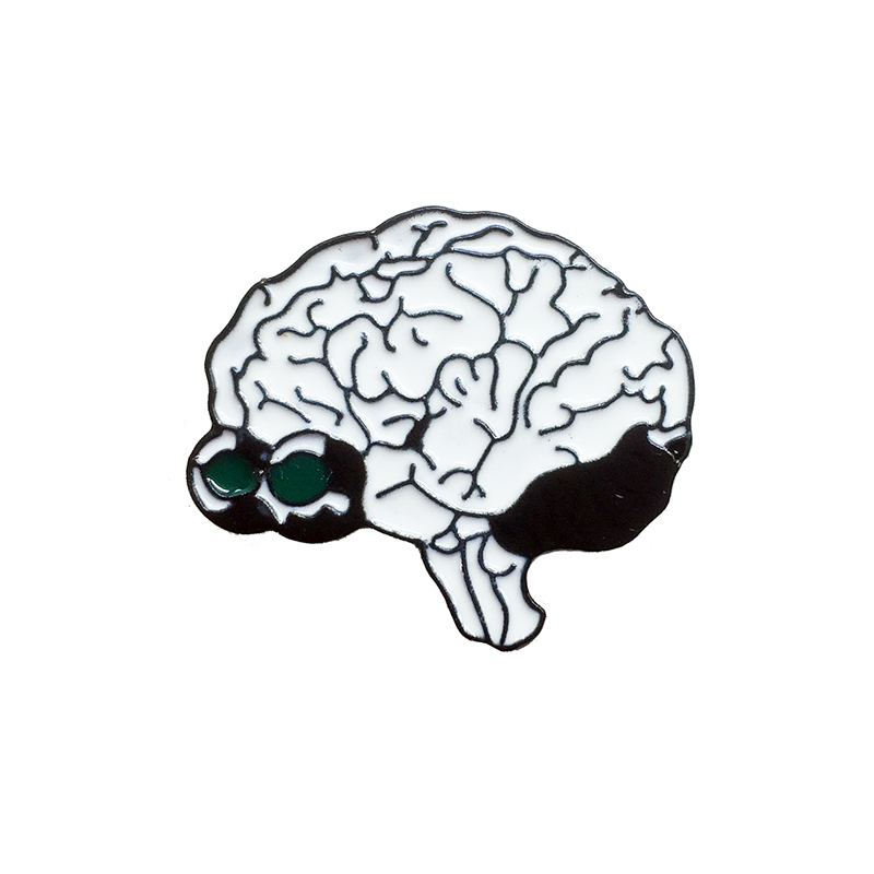 картинка Значок-пин Мозг с глазами, белый от магазина El Corazon