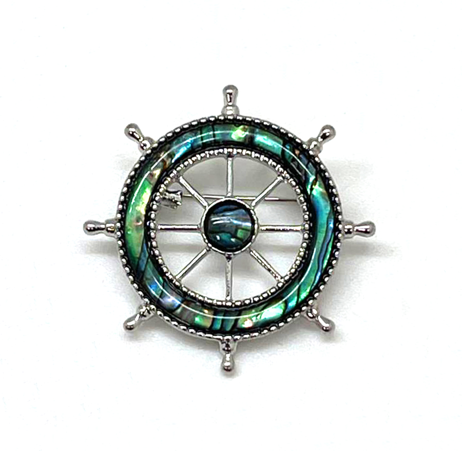 картинка BR0504 Брошь "Штурвал" с перламутром (Гелиотис)   от магазина El Corazon