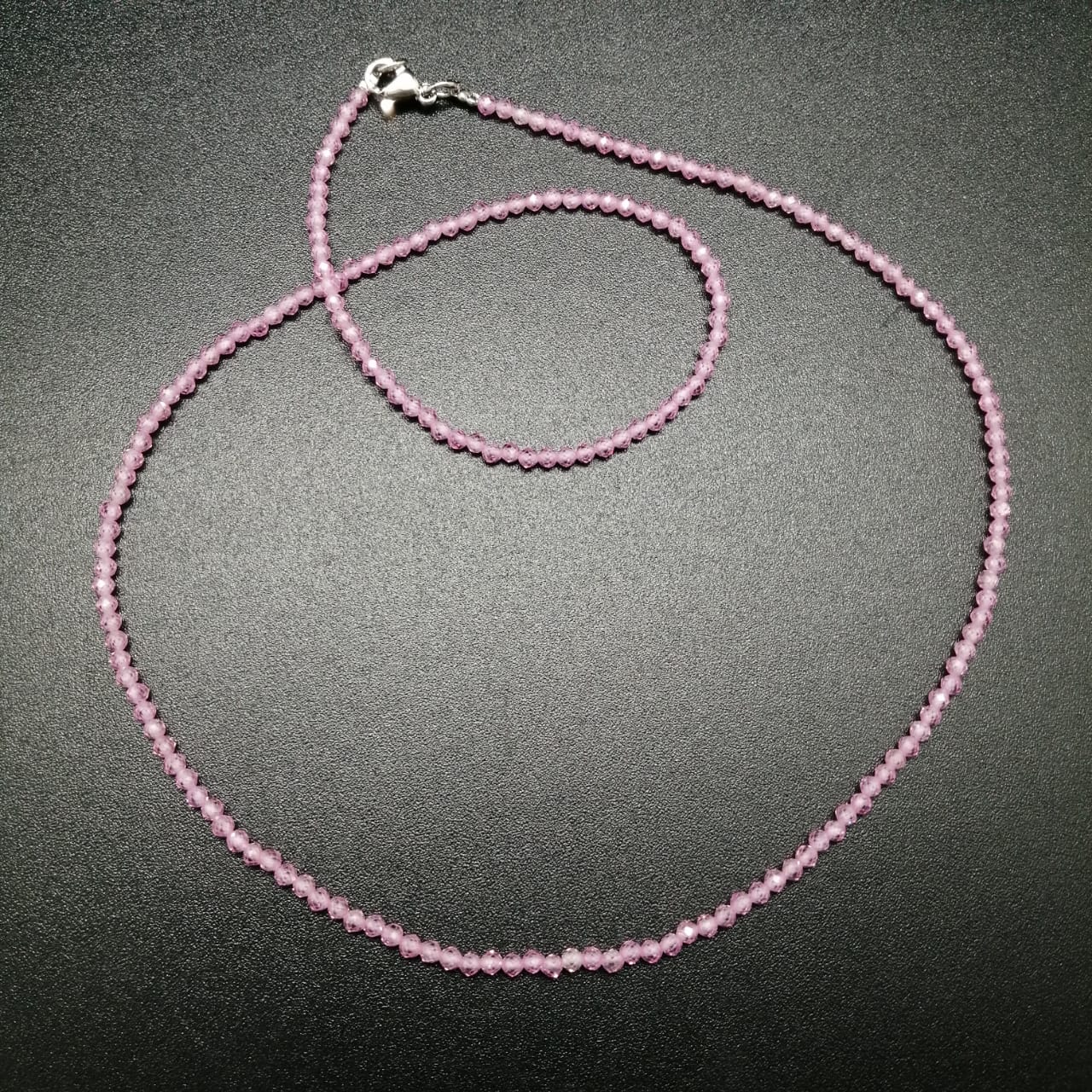 картинка Ожерелье - нитка 45 см из розового Циркона 2мм ШП450-05 от магазина El Corazon
