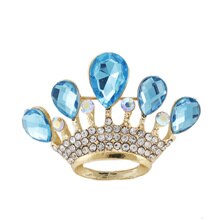 картинка Брошь Корона с голубыми и белыми стразами и кристаллами от магазина El Corazon