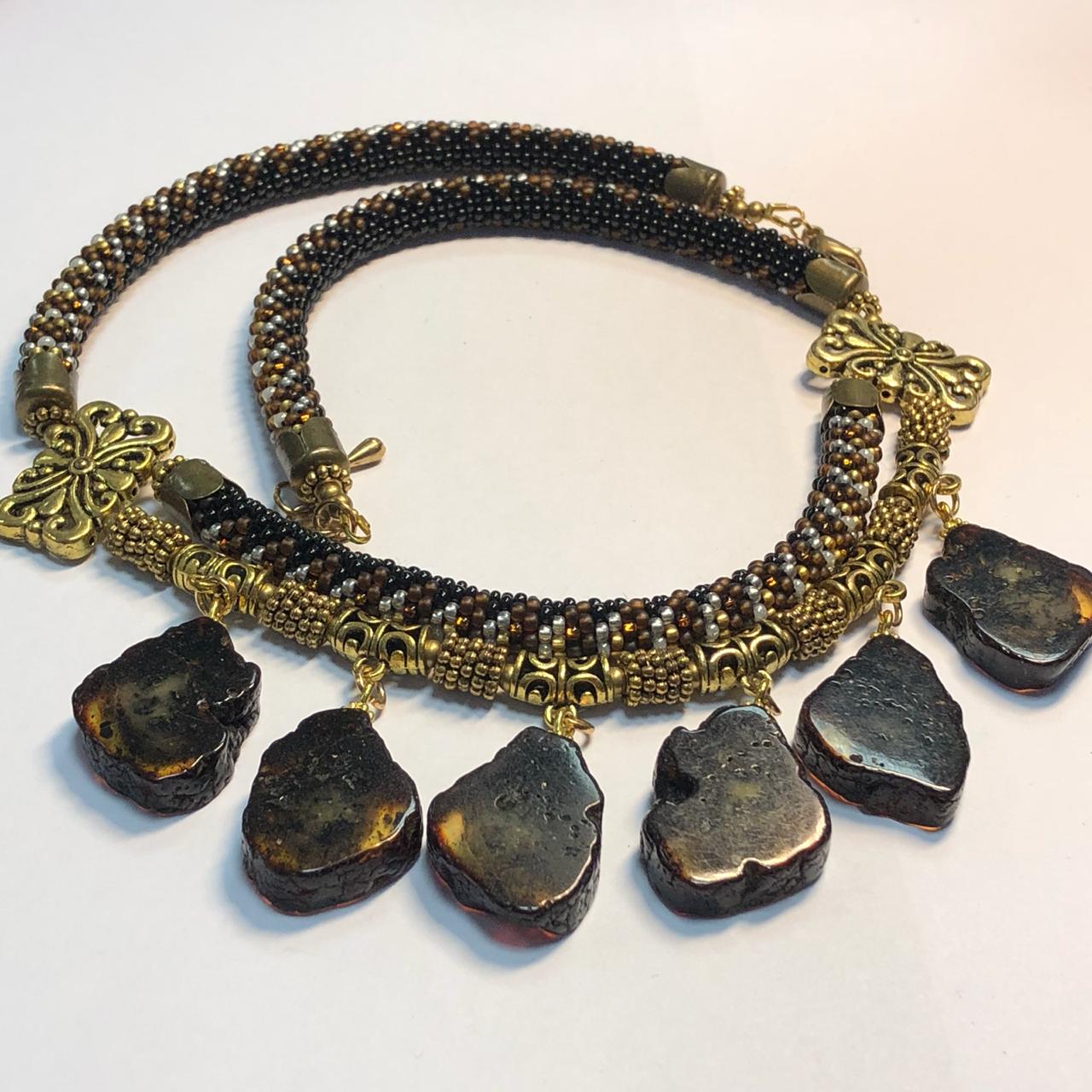 картинка Ожерелье из натурального янтаря и бисера 2 nl252 от магазина El Corazon