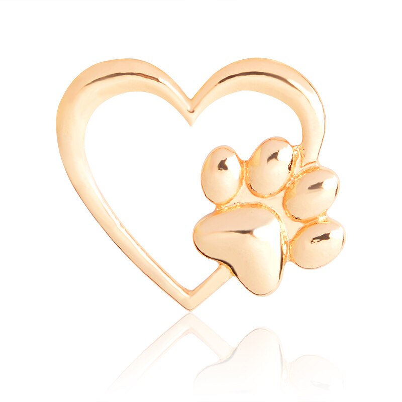 картинка Значок-пин Сердце с лапкой, цвета золота Pin08 от магазина El Corazon