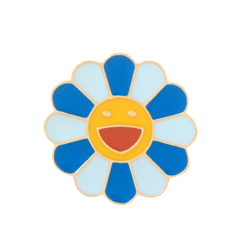 картинка Значок-пин Цветок с улыбкой, голубой с синим от магазина El Corazon